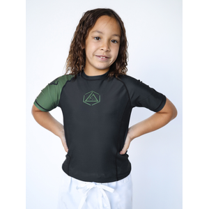 Hex Green Short-Sleeve Rashguard (Kids)
