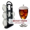 BevHat Tower (sold separately or as a Gift Set) securely holds your BevHats and takes up little countertop space.