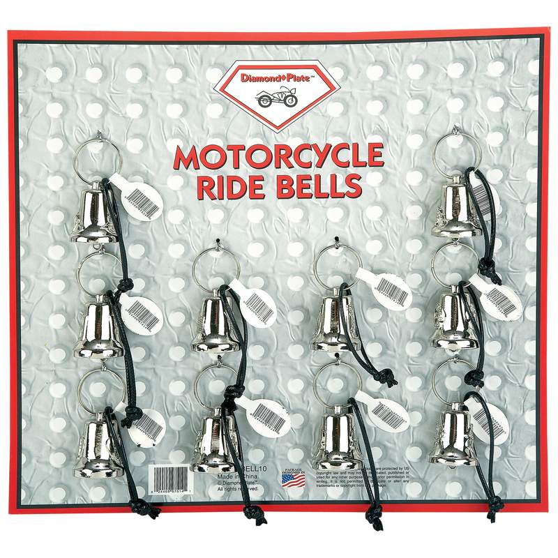 Diamond Plate 10pc Motorcycle Bells on Display Card