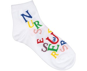 Fashion Socks, Colored Alphabet Nurse, Print < Prestige Medical #377-CAN 