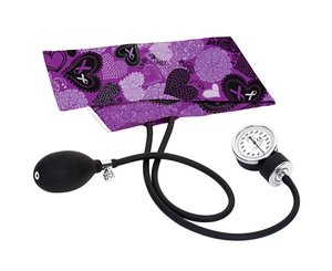 Premium Aneroid Sphygmomanometer in Box, Adult, Ribbons and Hearts Purple, Print