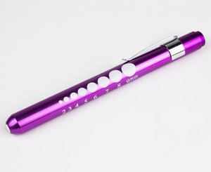 Aluminum Penlight w/ Pupil Gauge & Ruler, Purple
