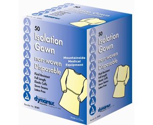 Impervious Poly Coated White Isolation Gown 50/cs