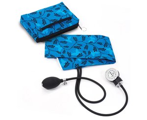 Premium Aneroid Sphygmomanometer With Carry Case, Adult, Butterflies and Ferns Blue, Print