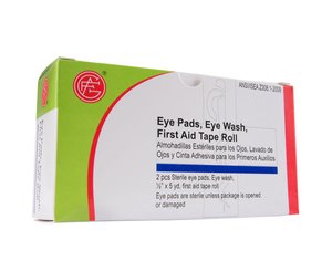 Eye Wash, 1 unit, Sterile Eye Pads, 2 pcs, Tape Roll, 1 pc