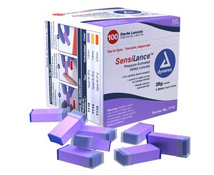 SensiLance Safety Lancets, Pressure Activated, 28G x 1.8 mm, Box/100 < Dynarex #7115 