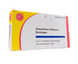 Elbow/Knee Adhesive Bandage, 4 pcs, 2 x 3 < Genuine First Aid #9999-0114 