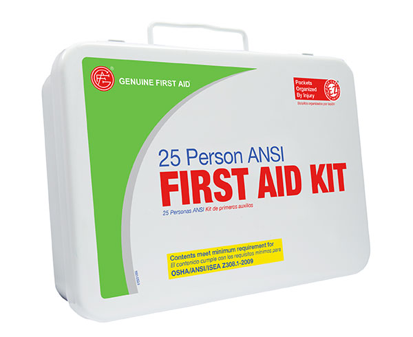 25 Person ANSI/OSHA First Aid Kit, Metal Case < Genuine First Aid #9999-2142 