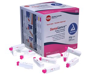 SensiLance Safety Lancets, Button Activated, 21G x 2.4 mm, Box/100