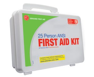 25 Person ANSI/OSHA First Aid Kit, Weather Proof Plastic Case W/Eyewash < Genuine First Aid #9999-2129 