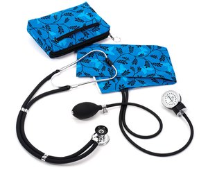 Aneroid Sphygmomanometer / Sprague-Rappaport Stethoscope Kit, Adult, Butterflies and Ferns Blue, Print < Prestige Medical #A2-BFB 