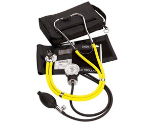 Aneroid Sphygmomanometer / Sprague-Rappaport Stethoscope Kit, Adult, Neon Yellow