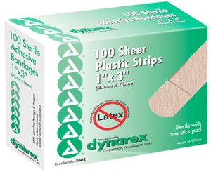 Adhesive Plastic Bandages, 16pcs, 1" x 3"