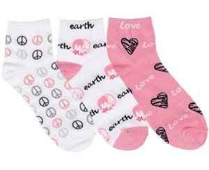 Fashion Socks, 3 Pack, Love and Peace on Earth, Print