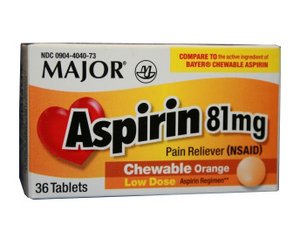 Aspirin Children's Chewable Tablets 81 mg (1.25 gr) , Bottle of 36
