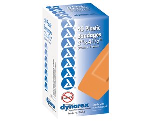 Adhesive Sheer Plastic Bandages 2" x 4-1/2" (X-Large) , Box/50
