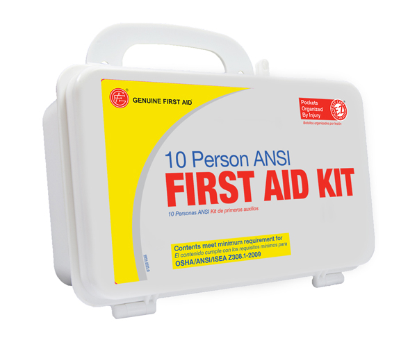 10 Person ANSI/OSHA First Aid Kit, Plastic Case