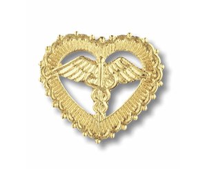 Caduceus (Filigreed Heart) Emblem Pin