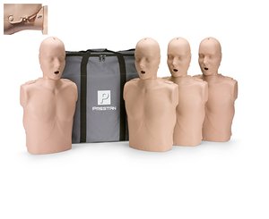 Professional Jaw Thrust CPR/AED Training Manikin 4-Pack, Adult, Light Skin < PRESTAN #PP-JTM-400 