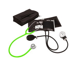 Aneroid Sphygmomanometer / Clinical Lite Stethoscope Kit, Adult, Neon Green