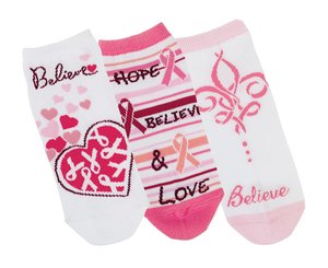 Fashion Socks, 3 Pack, Hope, Believe & Love, Print