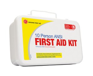 10 Person ANSI/OSHA First Aid Kit, Metal Case < Genuine First Aid #9999-2141 