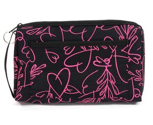 Compact Carrying Case, Pink Hearts in Black, Print