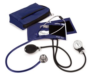 Aneroid Sphygmomanometer / Clinical I Stethoscope Kit, Adult, Navy, Print