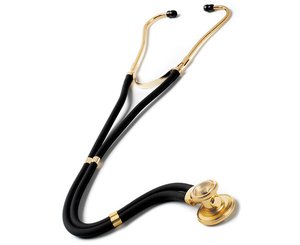 22K Gold-Plated Sprague-Rappaport Stethoscope, Adult, Black < Prestige Medical #122-G 