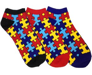 Fashion Socks, 3 Pack, Autism, Print