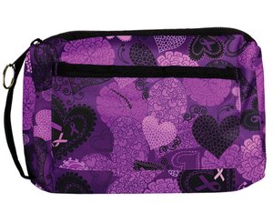 Compact Carrying Case, Ribbons and Hearts Purple