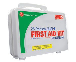25 Person ANSI/OSHA First Aid Kit, Weather Proof Plastic Case PREMIUM < Genuine First Aid #9999-2110 