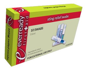 Medicated Sting & Bite Relief Swabs, Box of 10 < Everready First Aid 