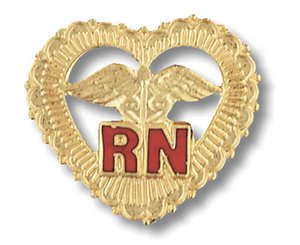 Registered Nurse (Filigreed Heart) Emblem Pin < Prestige Medical #1011 
