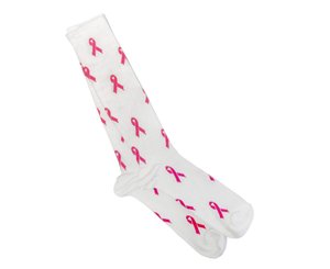 Fashion Compression Socks, Single Pack, Prink Ribbon White, Print