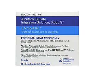 Albuterol Sulfate Inhalation Solution 0.083%, 2.5 mg per 3 mL, 30's, Bulk Wrapped