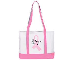 Large Tote Bag, Pink Ribbon Hope, Print