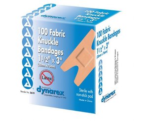 Knuckle Flexible Fabric Adhesive Bandage 1-1/2" x 3" , Box/100 < Dynarex #3619 