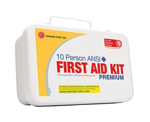 10 Person ANSI/OSHA First Aid Kit, Weather Proof Metal Case PREMIUM < Genuine First Aid #9999-2113 