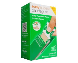 Easy Access Bandage Retail Box Plastic Assorted, Box/60 < Genuine First Aid #0095-3001 