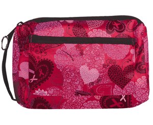 Compact Carrying Case, Ribbons and Hearts Pink