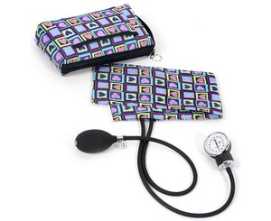 Premium Aneroid Sphygmomanometer With Carry Case, Adult, Four Square Hearts, Print