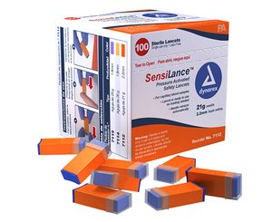 SensiLance Safety Lancets, Pressure Activated, 21G x 2.2 mm, Box/100 < Dynarex #7112 