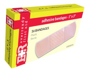 Adhesive Bandages, 1" x 3", 16's < Everready First Aid #0300001K 