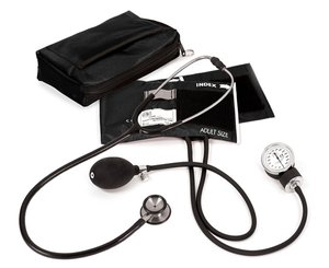 Aneroid Sphygmomanometer / Clinical I Stethoscope Kit, Adult, Black, Print