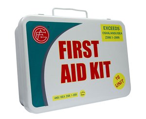 Unitized First Aid Kit, 16 Unit, Metal Case