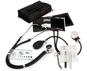 Aneroid Sphygmomanometer / Sprague-Rappaport Stethoscope Nurse Kit, Adult, Black