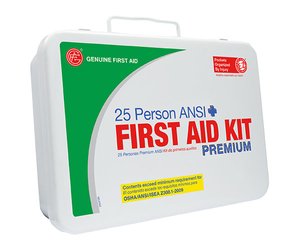 25 Person ANSI/OSHA First Aid Kit, Weather Proof Metal Case PREMIUM < Genuine First Aid #9999-2114 
