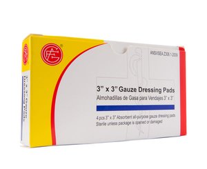 Gauze Dressing Pads, 3 x 3, 4 pcs/ box < Genuine First Aid #9999-0702 
