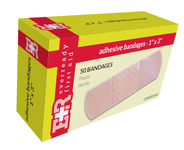 Adhesive Bandages, 1" x 3", 50's < EverReady #0300001K4 